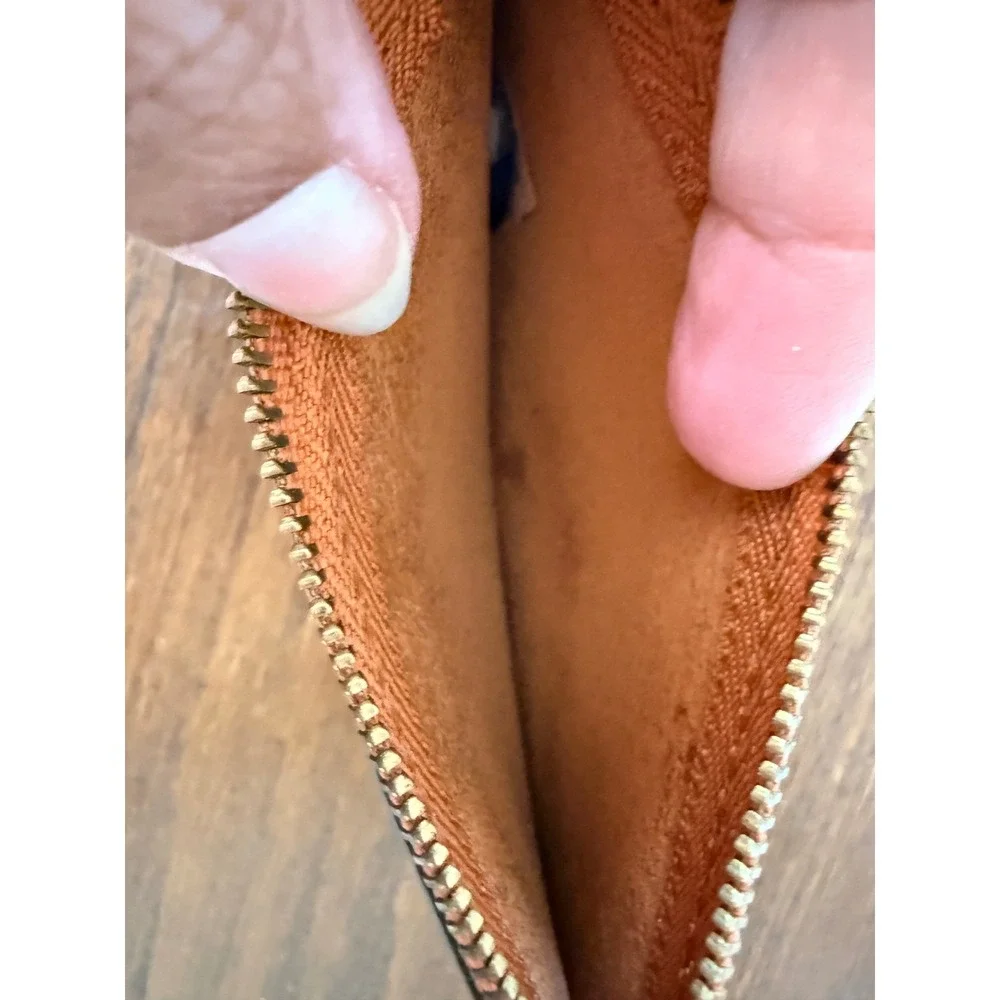 Frye Casey Zip Pouch Orange Leather Slim Coin Purse Card Holder DB092 NWT